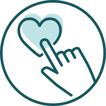 A icon of a heart and a hand touching the heart